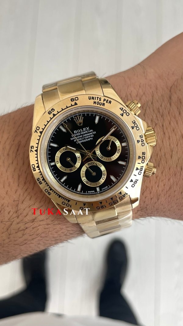 Rolex Daytona Cosmograph 126508 Gold 40mm Siyah Kadran Replika Saat Rolex Daytona Cosmograph 126508 Gold 40mm Siyah Kadran Replika Saat