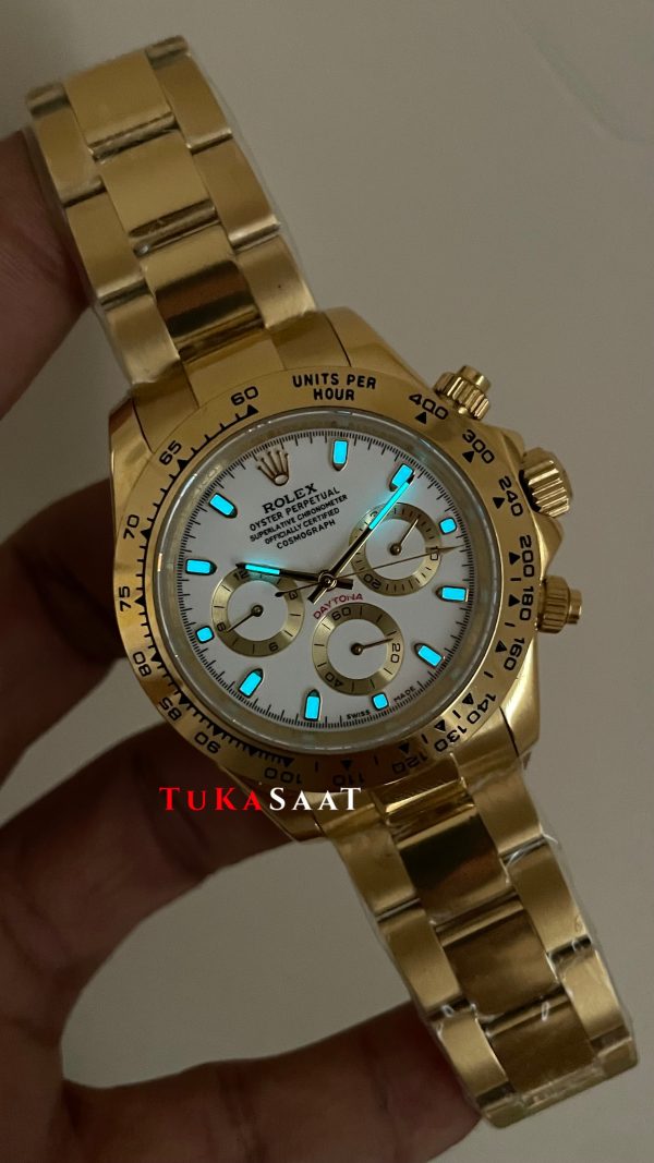 Rolex Daytona Cosmograph 126508 Gold Beyaz 40mm Replika Saat