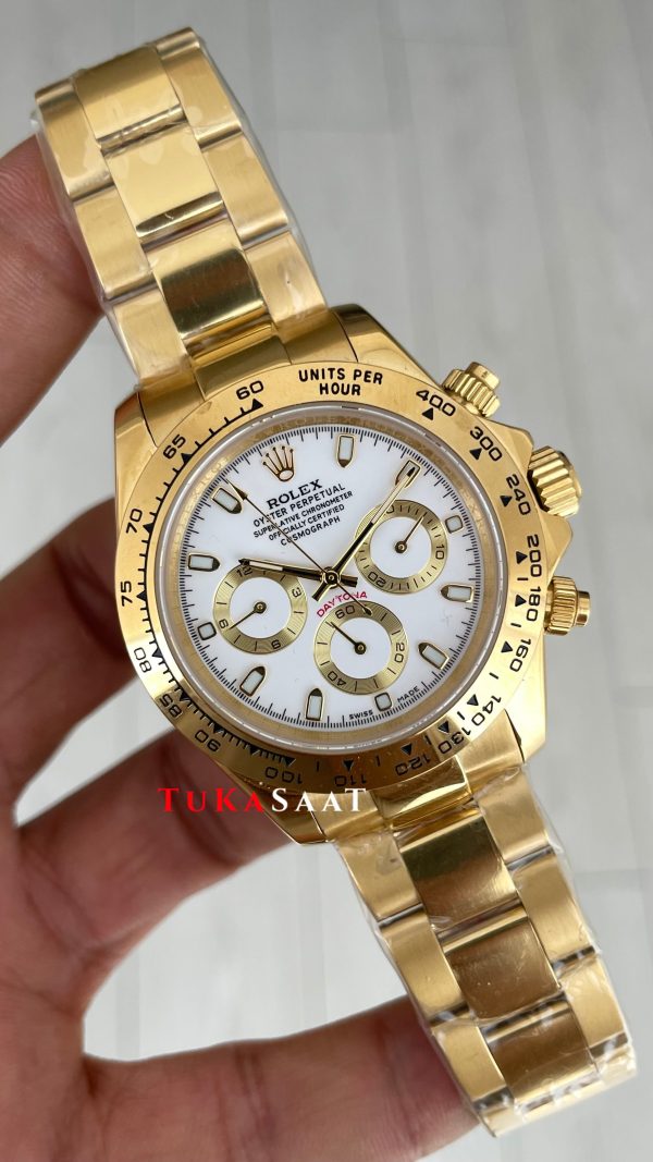 Rolex Daytona Cosmograph 126508 Gold Beyaz 40mm Replika Saat