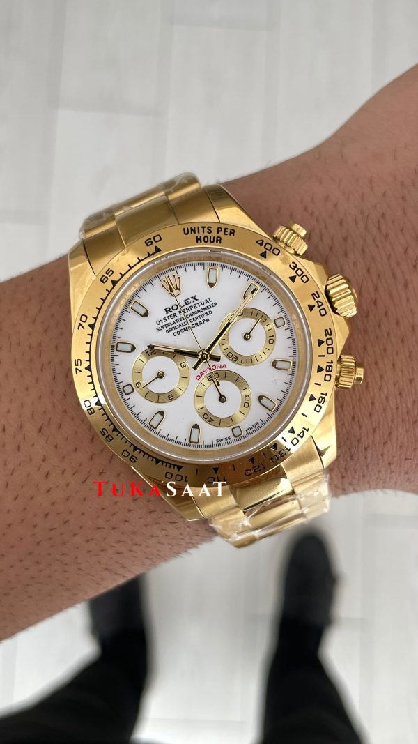 Rolex Daytona Cosmograph 126508 Gold Beyaz 40mm Replika Saat