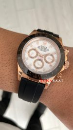 Rolex Daytona Ivory 116515LN Rose Beyaz Kadran Oysterflex 40mm Replika Saat