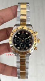 Rolex Daytona Siyah Taşlı 116503 Two Tone Gold 40mm Replika Saat