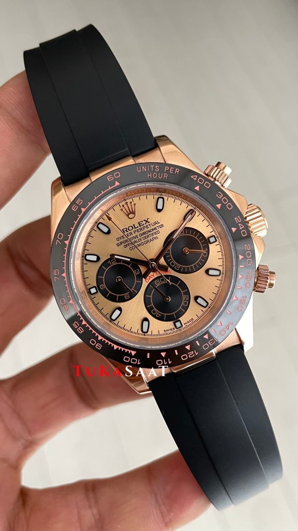 Rolex Daytona Sundust 126515LN Everose Oysterflex 40mm Replika Saat