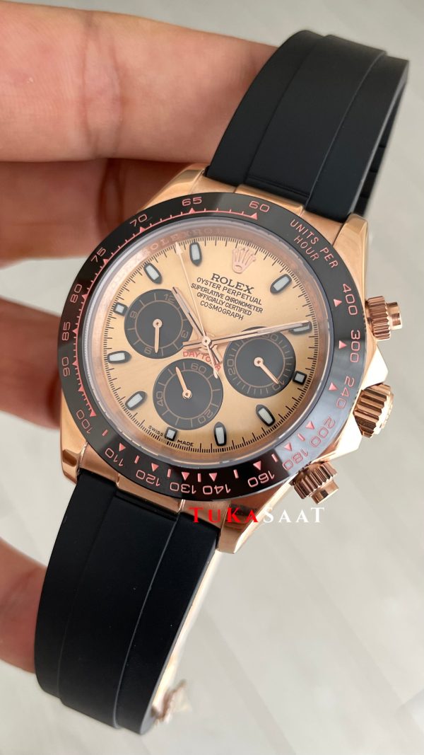 Rolex Daytona Sundust 126515LN Everose Oysterflex 40mm Replika Saat