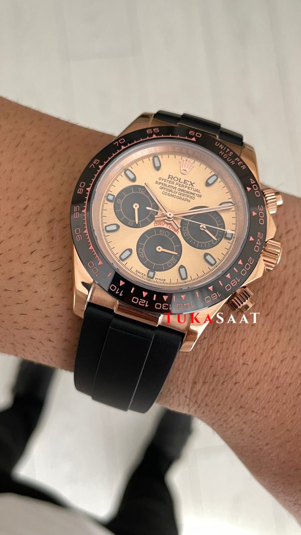 Rolex Daytona Sundust 126515LN Everose Oysterflex 40mm Replika Saat