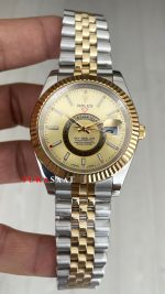 Rolex Sky Dweller Champagne 336933 Jubilee 42mm Two Tone Gold Replika Saat