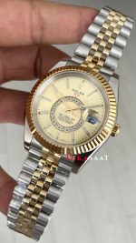 Rolex Sky Dweller Champagne 336933 Jubilee 42mm Two Tone Gold Replika Saat