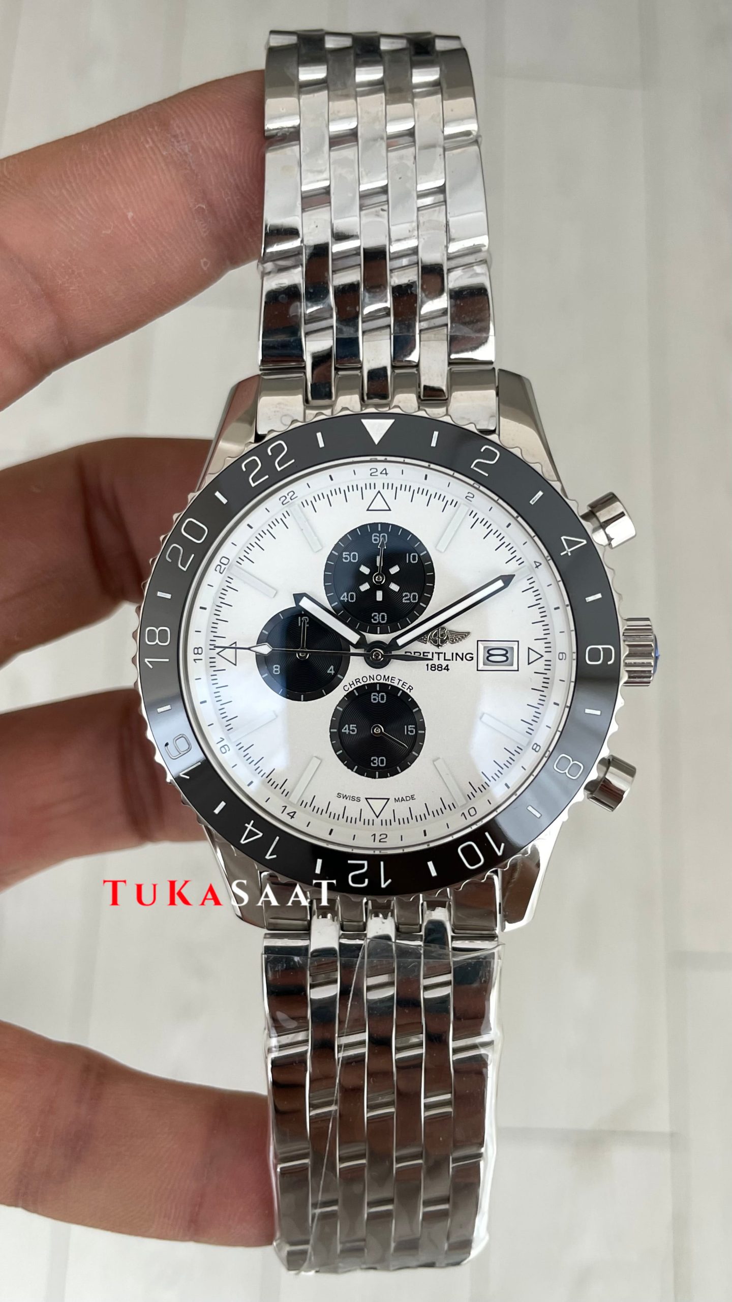 Breitling Chronoliner Chronograph Panda Beyaz 46mm Replika Saat Breitling Chronoliner Chronograph Panda Beyaz 46mm Replika Saat