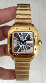 Cartier Santos WHSA0042 Skeleton 40mm Gold