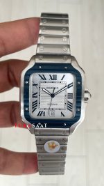 Cartier Santos WSSA0047 Beyaz Large PVD Bezel Replika Saat
