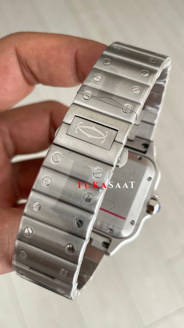 Cartier Santos WSSA0047 Beyaz Large PVD Bezel Replika Saat