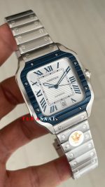 Cartier Santos WSSA0047 Beyaz Large PVD Bezel Replika Saat