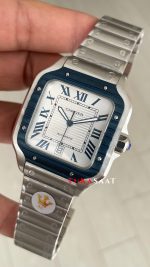 Cartier Santos WSSA0047 Beyaz Large PVD Bezel Replika Saat