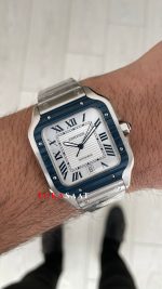 Cartier Santos WSSA0047 Beyaz Large PVD Bezel Replika Saat