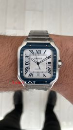 Cartier Santos WSSA0047 Beyaz Large PVD Bezel Replika Saat