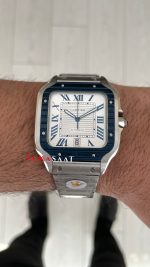 Cartier Santos WSSA0047 Beyaz Large PVD Bezel Replika Saat