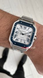 Cartier Santos WSSA0047 Beyaz Large PVD Bezel Replika Saat