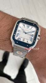 Cartier Santos WSSA0047 Beyaz Large PVD Bezel Replika Saat
