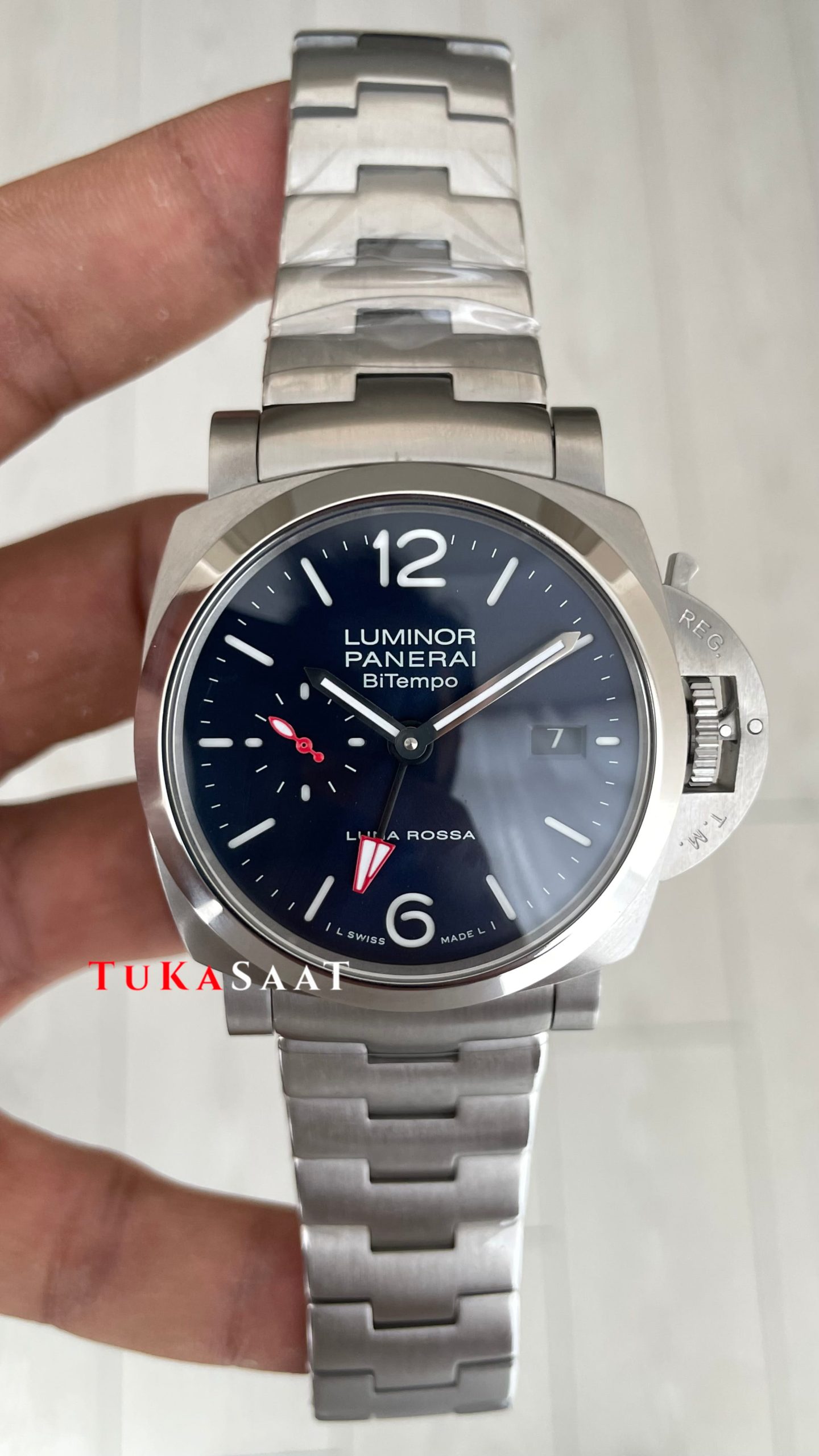 Panerai Luminor Bitempo Mavi 44mm Silver Replika Saat Panerai Luminor Bitempo Mavi 44mm Silver Replika Saat