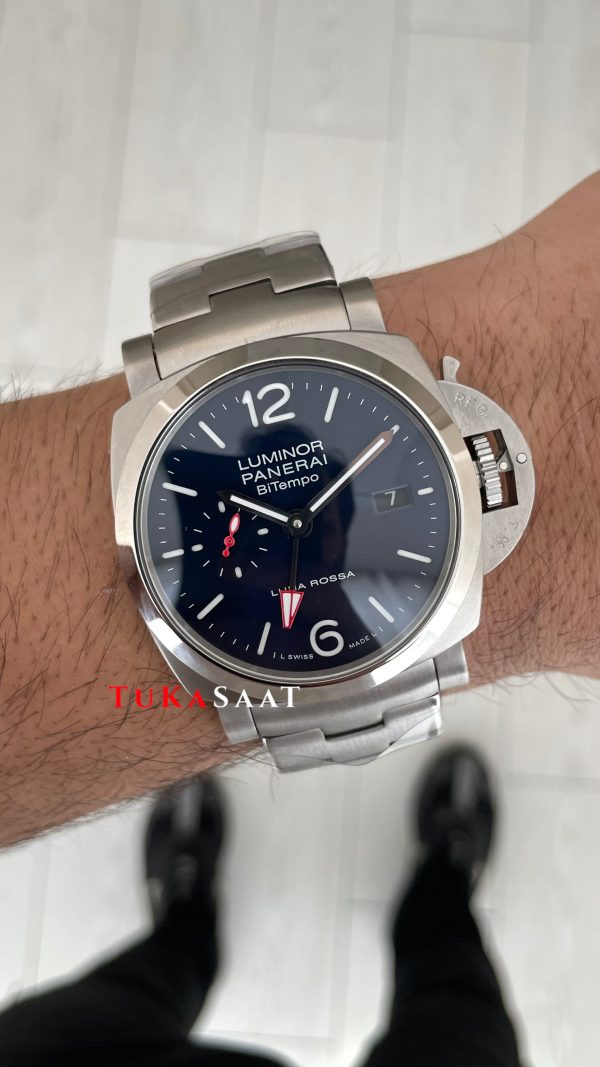 Panerai Luminor Bitempo Mavi 44mm Silver Replika Saat Panerai Luminor Bitempo Mavi 44mm Silver Replika Saat
