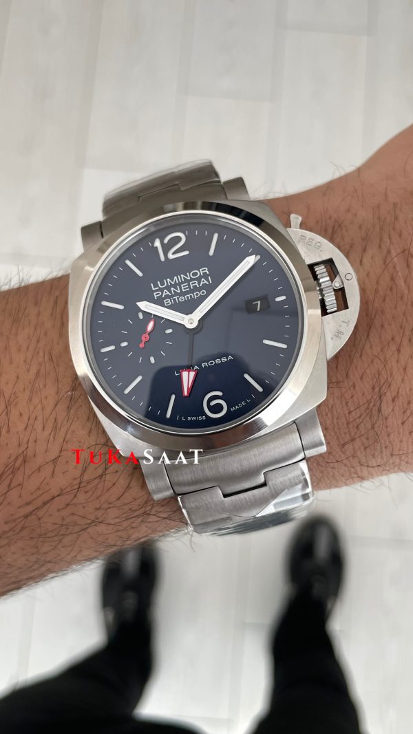 Panerai Luminor Bitempo Mavi 44mm Silver Replika Saat Panerai Luminor Bitempo Mavi 44mm Silver Replika Saat