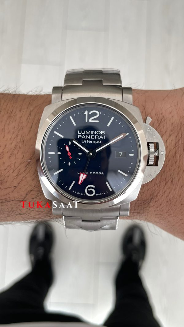 Panerai Luminor Bitempo Mavi 44mm Silver Replika Saat Panerai Luminor Bitempo Mavi 44mm Silver Replika Saat