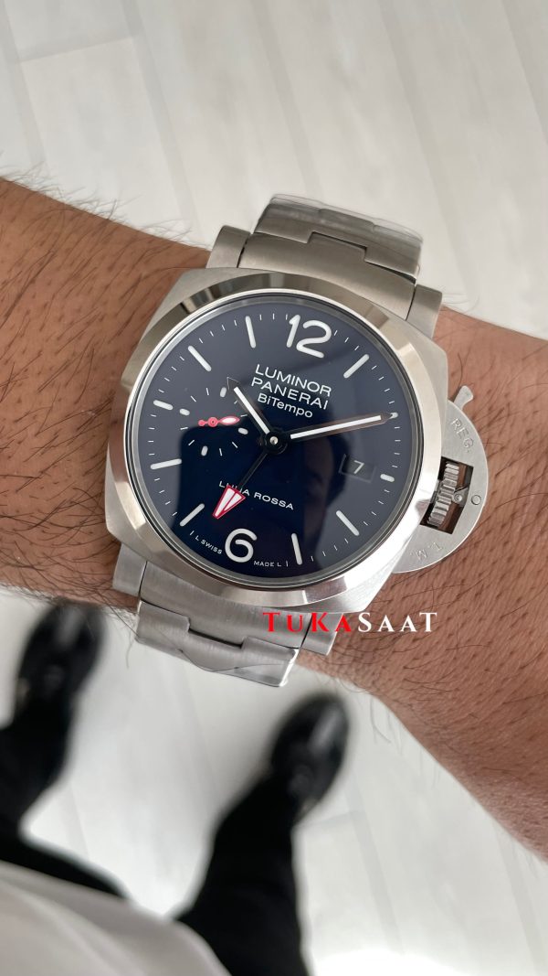 Panerai Luminor Bitempo Mavi 44mm Silver Replika Saat Panerai Luminor Bitempo Mavi 44mm Silver Replika Saat