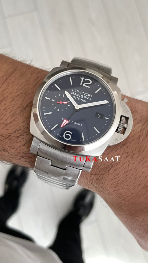 Panerai Luminor Bitempo Mavi 44mm Silver Replika Saat Panerai Luminor Bitempo Mavi 44mm Silver Replika Saat