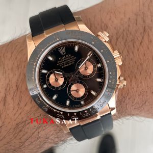 Rolex Daytona Cosmograph 116515 Siyah Everose Oysterflex 40mm Swiss ETA Saat