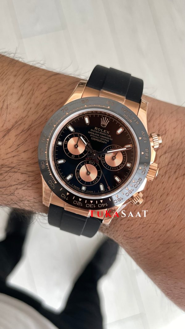 Rolex Daytona Cosmograph 116515 Siyah Everose Oysterflex 40mm Swiss ETA Saat