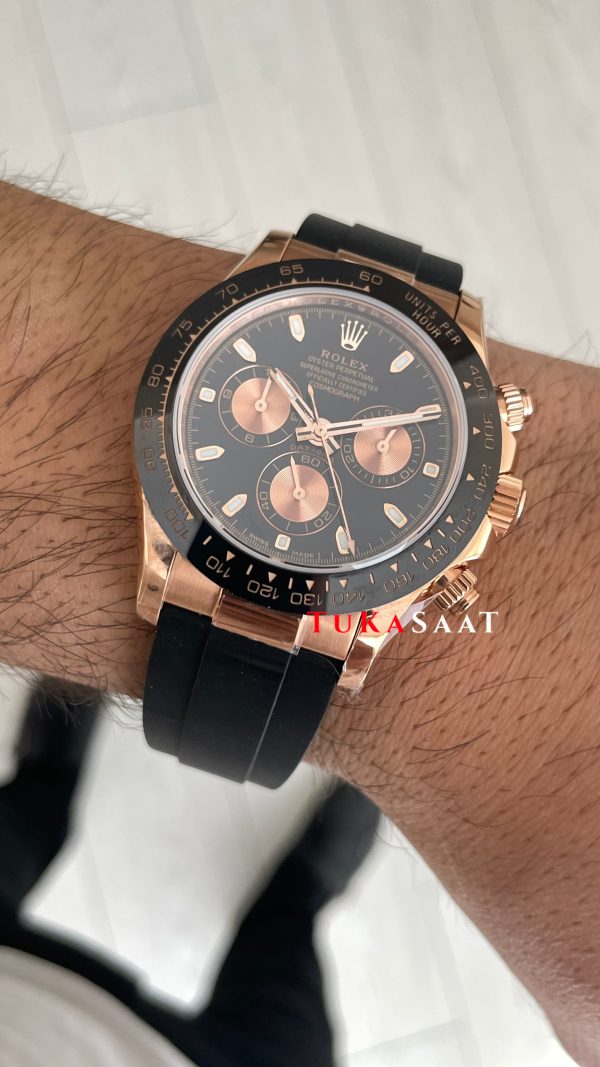 Rolex Daytona Cosmograph 116515 Siyah Everose Oysterflex 40mm Swiss ETA Saat