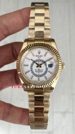 Rolex Sky Dweller Beyaz 336938 Oyster Gold 42mm Replika Saat