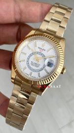 Rolex Sky Dweller Beyaz 336938 Oyster Gold 42mm Replika Saat