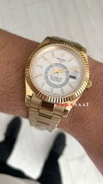 Rolex Sky Dweller Beyaz 336938 Oyster Gold 42mm Replika Saat