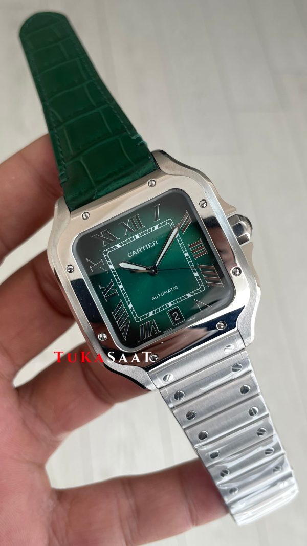 Cartier Santos Large WSSA0062 Yeşil 40mm Super Clone Swiss ETA Saat BV Factory