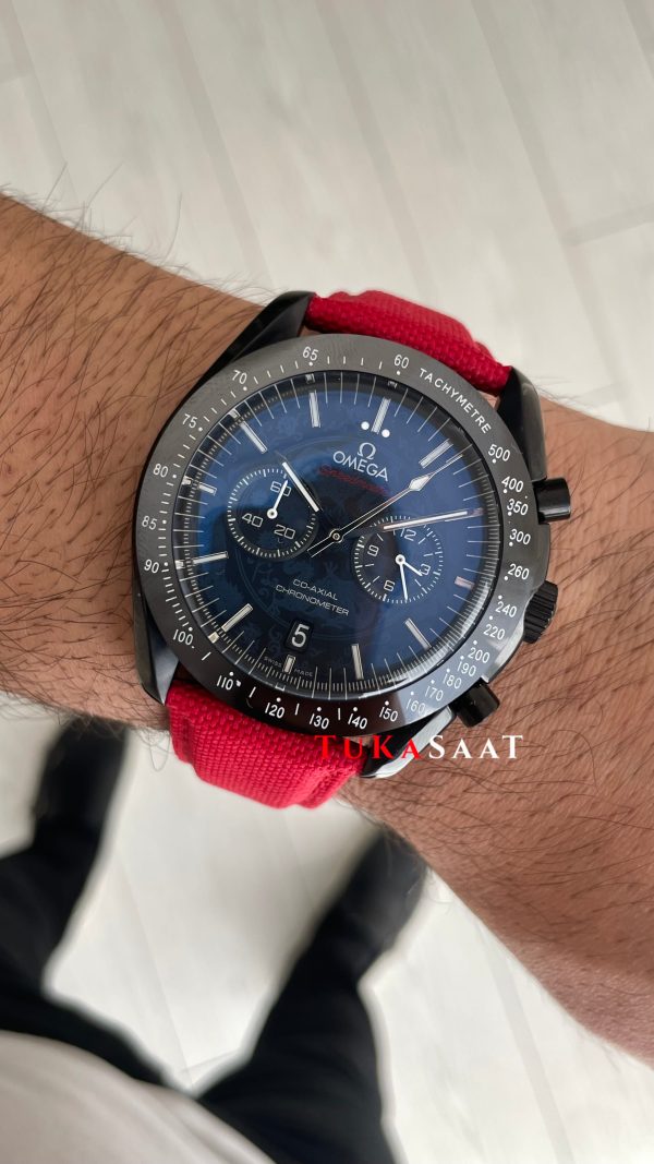Omega Dark Side Of The Moon Black PVD Speedmaster Kırmızı