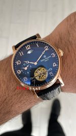 Patek Philippe Geneve Tourbillon Moonphase Rose Siyah Kadran 42 mm Replika Saat