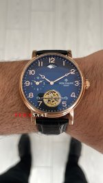 Patek Philippe Geneve Tourbillon Moonphase Rose Siyah Kadran 42 mm Replika Saat