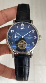 Patek Philippe Geneve Tourbillon Moonphase Silver Siyah Kadran 42 mm Replika Saat