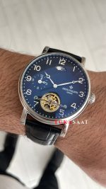 Patek Philippe Geneve Tourbillon Moonphase Silver Siyah Kadran 42 mm Replika Saat