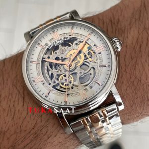Patek Philippe Geneve Tourbillon Skeleton Silver Rose 42 mm İskelet Replika Saat