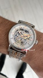 Patek Philippe Geneve Tourbillon Skeleton Silver Rose 42 mm İskelet Replika Saat