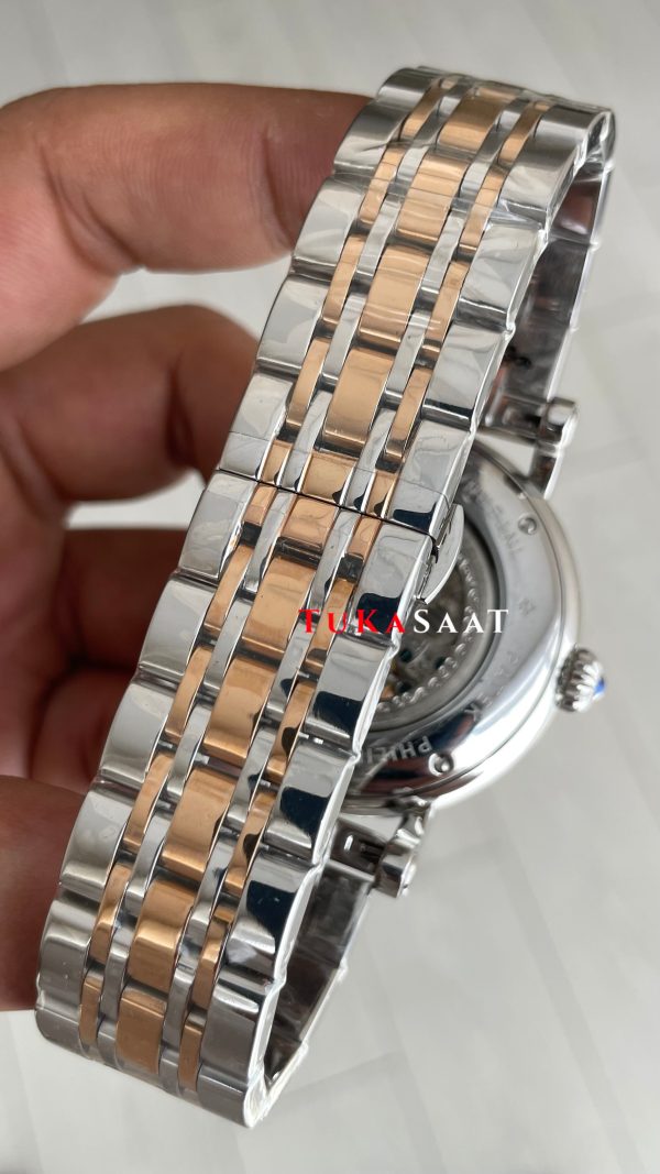 Patek Philippe Geneve Tourbillon Skeleton Silver Rose 42 mm İskelet Replika Saat