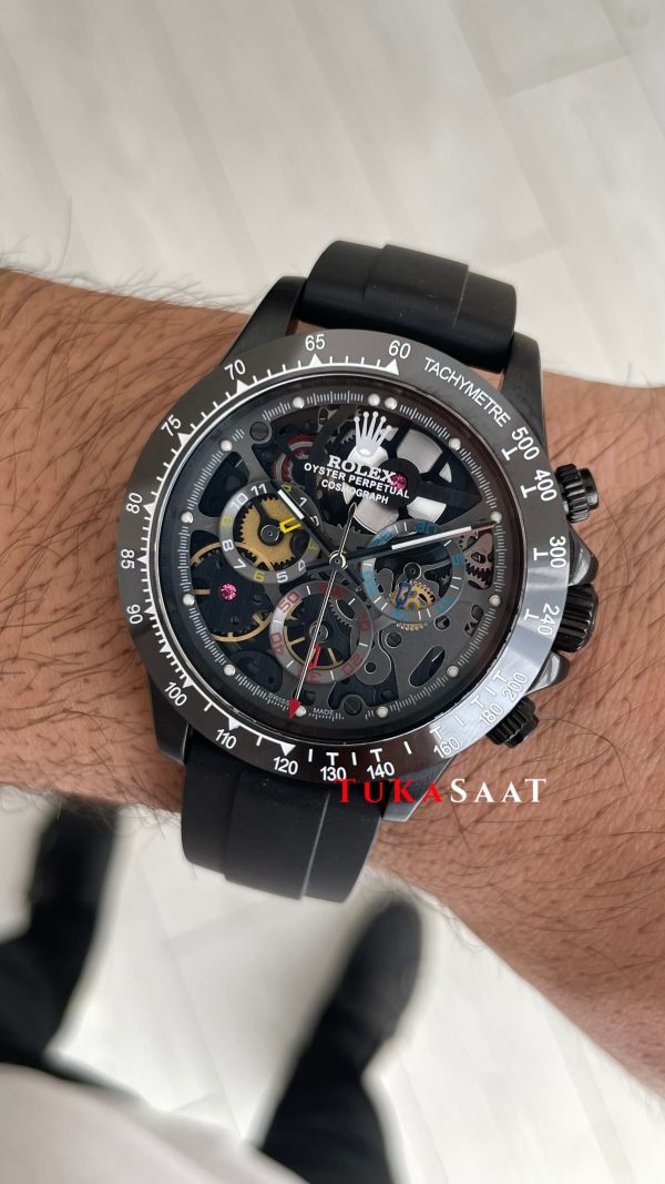 Rolex Daytona Juan Pablo Montoya Oysterflex PVD Siyah 42mm Replika Saat Rolex Daytona Juan Pablo Montoya Oysterflex PVD Siyah 42mm Replika Saat
