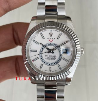 Rolex Sky Dweller Beyaz 336934 Oyster 42mm Replika Saat