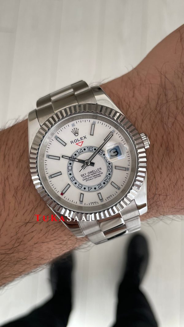 Rolex Sky Dweller Beyaz 336934 Oyster 42mm Replika Saat