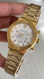 Versace Greca Chronograph Gold Beyaz Kadran 43mm Replika Saat