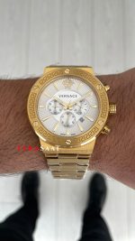 Versace Greca Chronograph Gold Beyaz Kadran 43mm Replika Saat