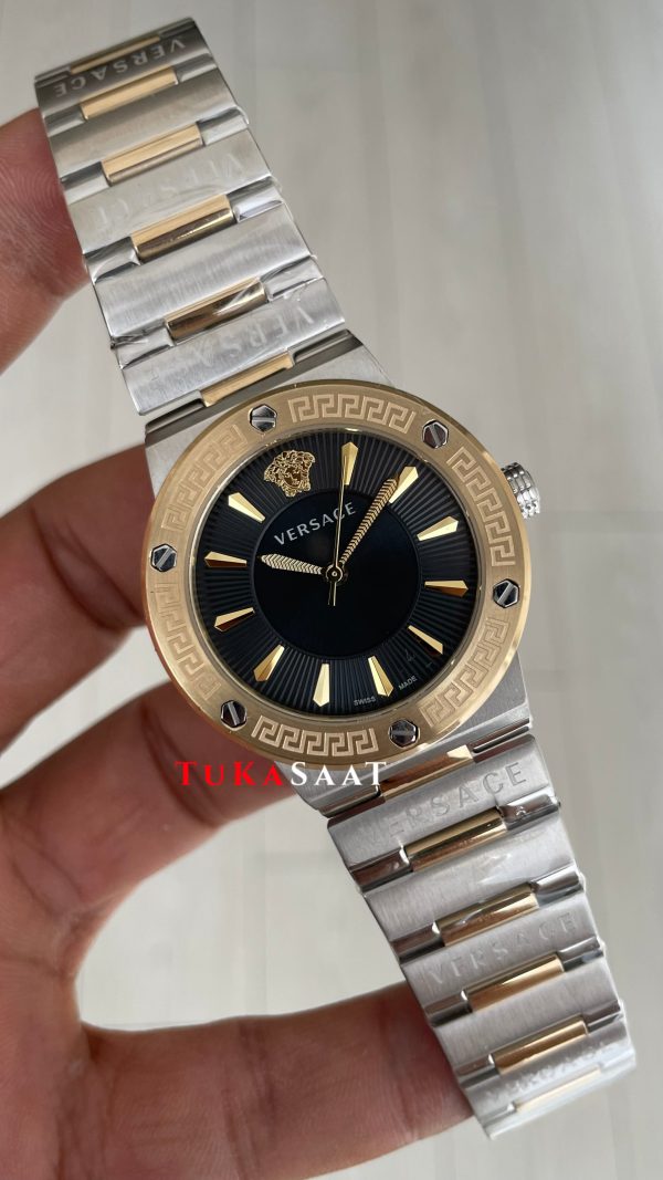Versace Greca Logo Siyah Kadran 38mm Two Tone Gold Kadın Saati