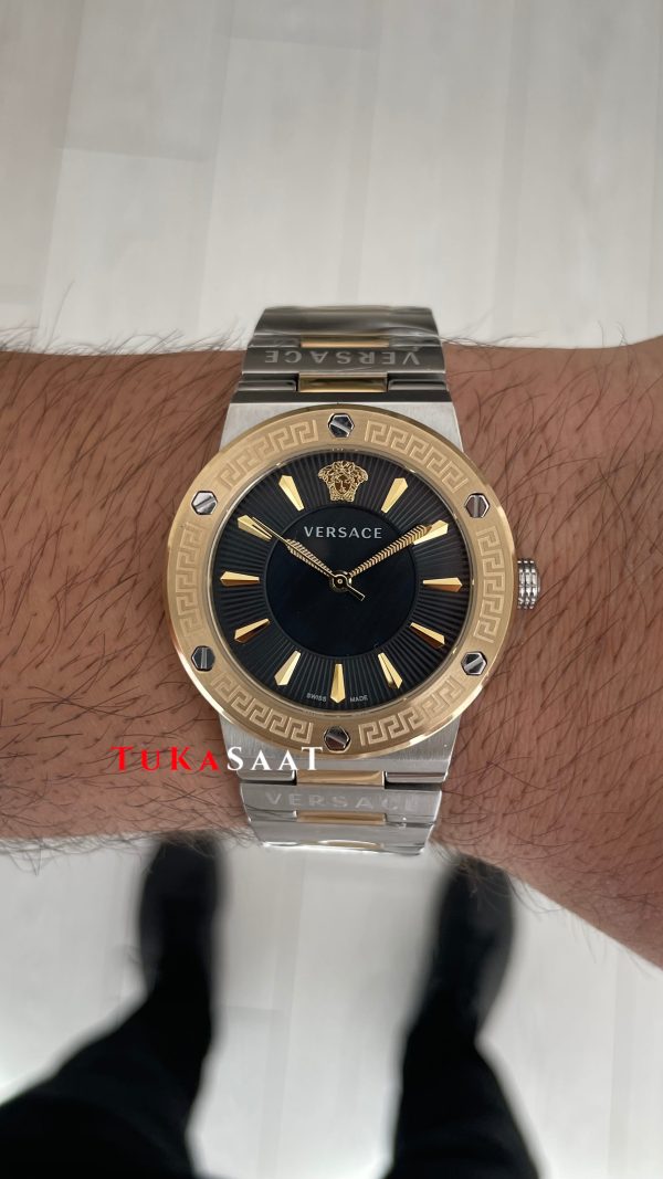 Versace Greca Logo Siyah Kadran 38mm Two Tone Gold Kadın Saati